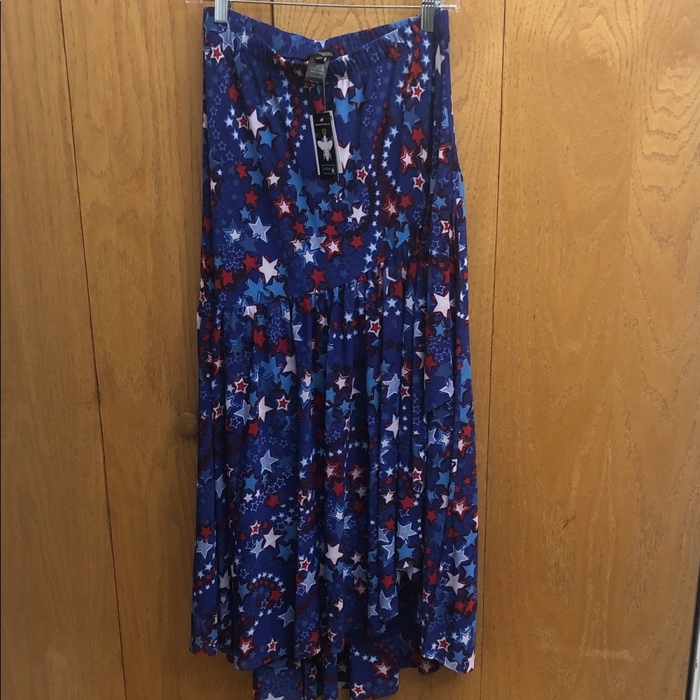 🆕Anthony Blue Star-Print Maxi Skirt with Elastic Waist Size Small